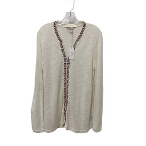 Bob Timberlake Elegant Cream Cardigan with Patterned Trim